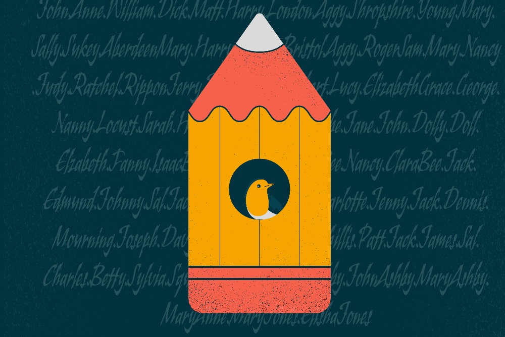 logo for the Bray School Lab, a bird in a pencil on a blue background