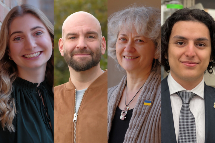 A composite photo showing four people who won Charter Day Awards at W&M in 2025.