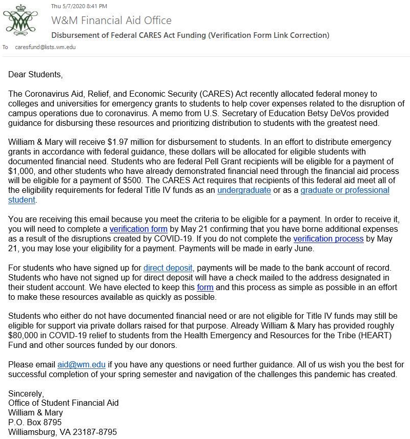 CARES Email