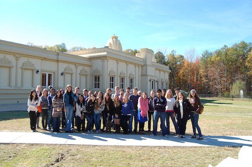 Art of India Students in front of Hindu Temple, Richmond VA