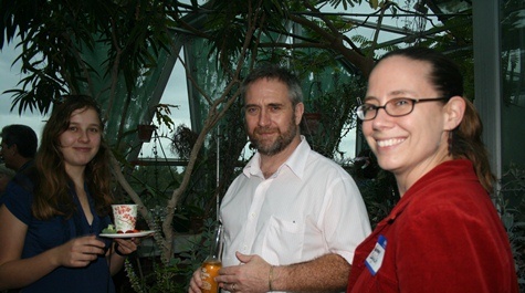 Current student Trish Radich speaking with faculty members Mark Forsyth and Harmony Dalgleish (new this year)