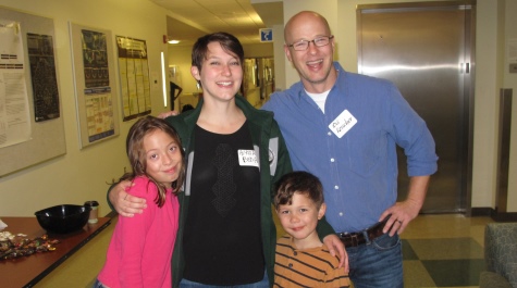 Assoc. Prof. Oli Kerscher (with his children) and Alyssa Beda '13