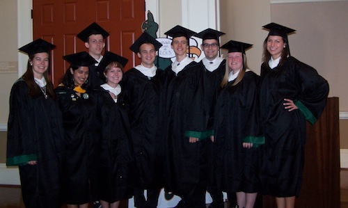 Our graduates (l-r): Derill Hagood, Athena Tellis, Scott Daisley, Courtney Greer, Brett Evans, Cassidy Stinson, Anthony Maslanka, Brittany Hull, Laura Claggett