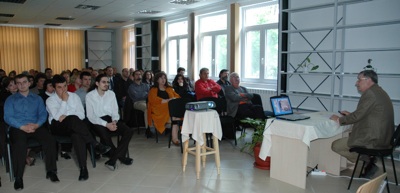 John Oakley on a previous lecture tour