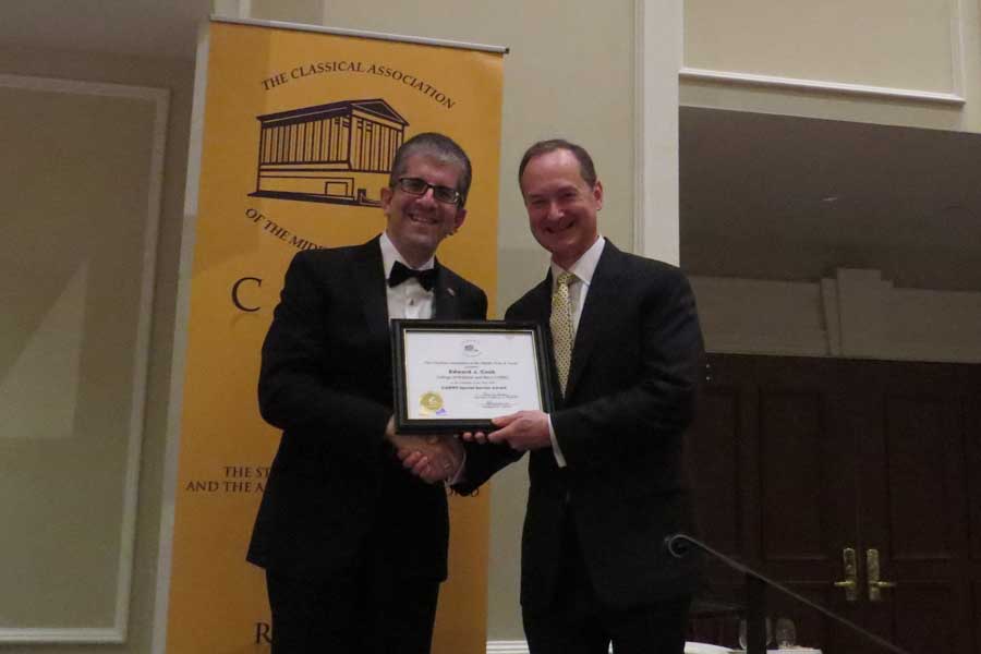 W&M Alum Edward Cook accepting the CAMWS Special Service award
