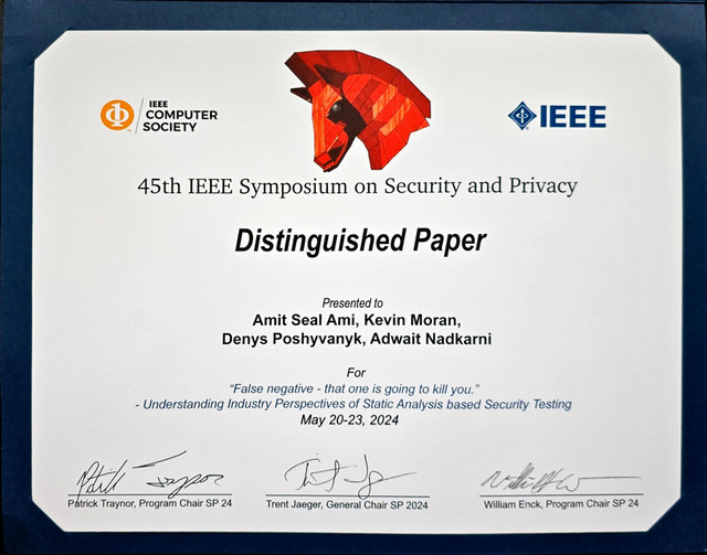 Distinguished Paper Award