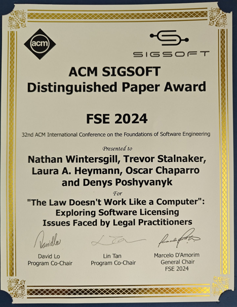 Distinguished Paper Award at FSE’24