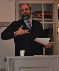 Award ceremony emcee Writer-in-Residence Joshua Poteat 