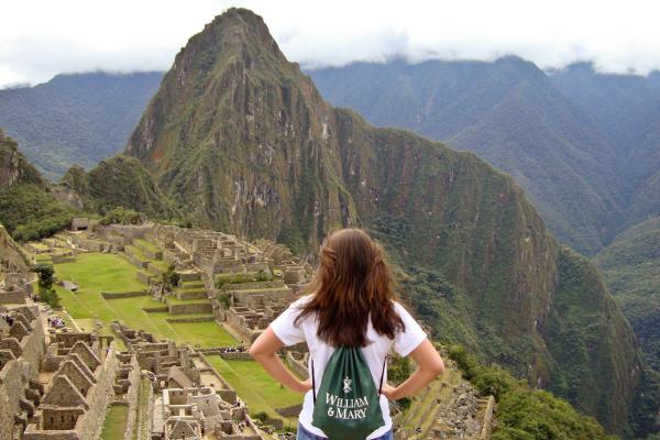 W&M Student in front of mountains