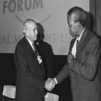 Frederik de Klerk with Nelson Mandela - World Economic Forum Annual Meeting Davos 1992