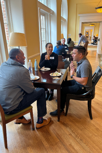 Participants from left to right, Steve Prince, Director of Engagement & Distinguished Artist In Residence, Muscarelle Museum of Art, Leah Glenn, Frances L. And Edwin L. Cummings Professor of Dance and Africana Studies, and Adrian Bravo, Assistant Professor of Psychological Sciences