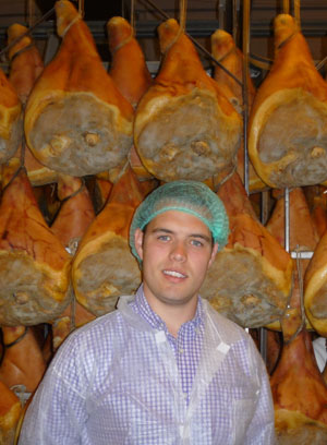 David at the San Nicola Prosciutto factory (Parma, Italy)