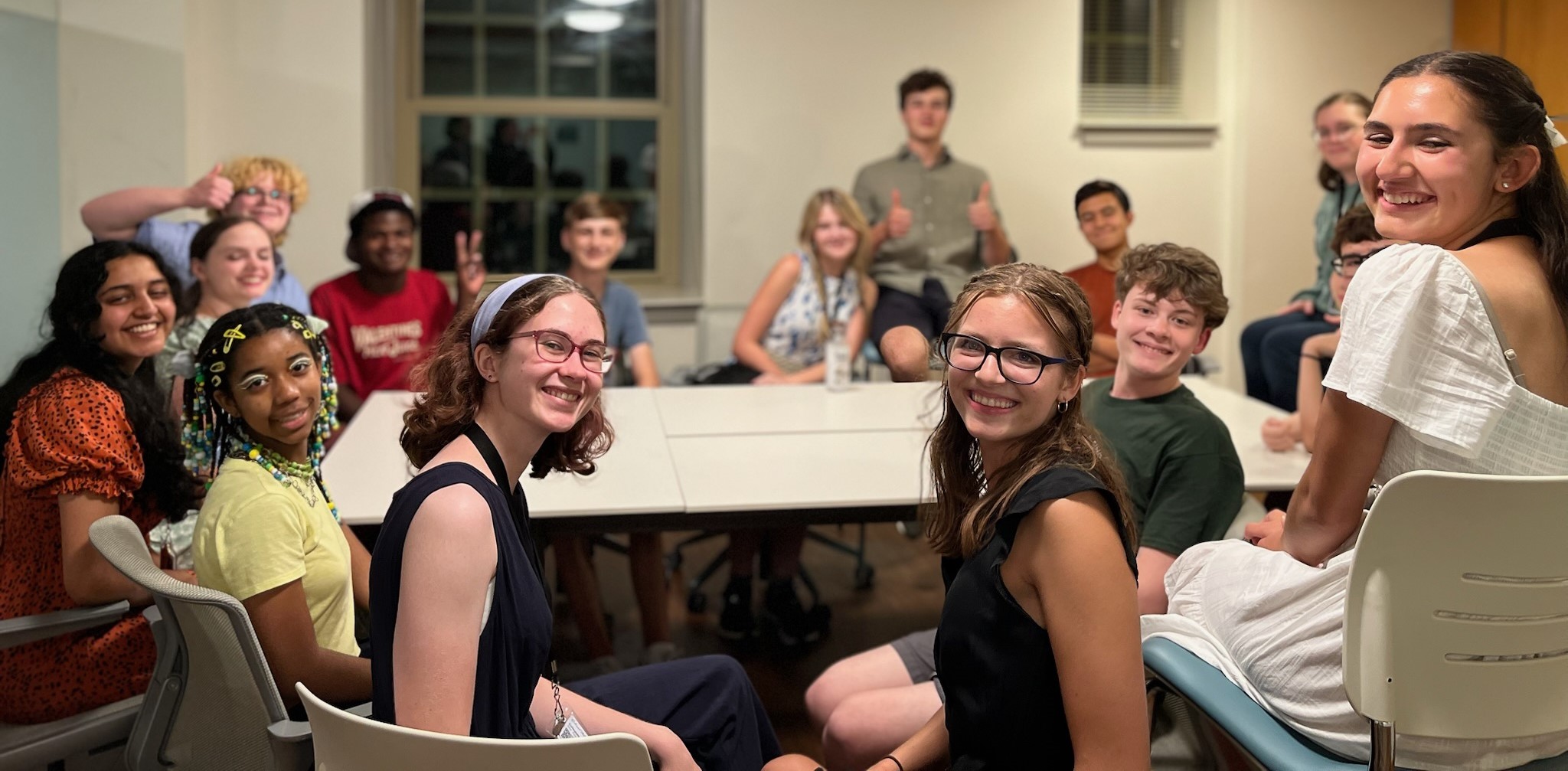 2023 Pre-College Students relaxing in Landrum Hall 