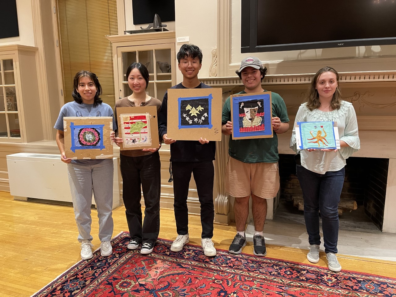 Sharpe Scholars presenting their story quilt squares after participating in the Communal Quilt Project
