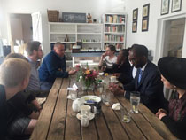 The group enjoys a lunch meeting with Stellenbosch students.
