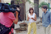Stock interviewing at U.S. embassy opening