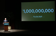 Taylor Reveley speaks at the For the Bold campaign launch. (Photo by Stephen Salpukas)