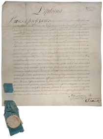 Careful wording on Thomas Jefferson’s 1783 honorary degree indicates that William & 玛丽 was variably known as both ''College'' and ''university'' at the time. (Click for a larger version.)