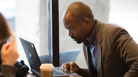 Hughes McLean, a representative from the Virginia Department of Veterans Services, is on hand every Military Monday to help file some claims on the spot. (Photo by Eric Lusher)