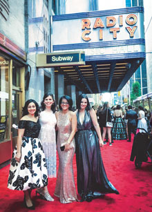 Clements and colleagues on the red carpet before the Tony Awards.