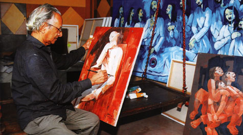 An artist in action: