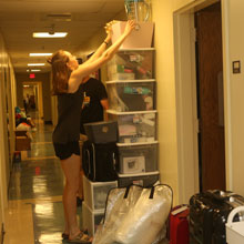 Hallways filled up as vehicles were emptied and rooms filled. (Photo by Stephen Salpukas)