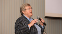Sue Peterson explains the TRIP survey results during Friday's Whole of Government Center of Excellence National Security Conference. (Photo by Stephen Salpukas)
