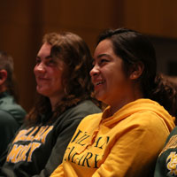 William & 玛丽 students listen to Jill Ellis '88. (Photo by Stephen Salpukas)