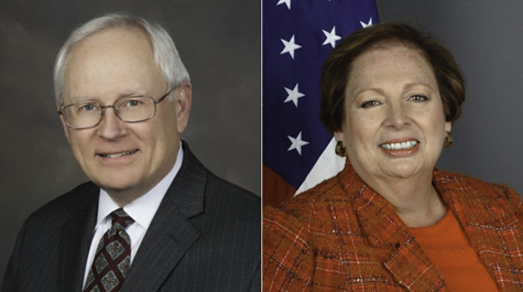Headshots side by side of Mari Carmen Aponte and Charles Poston