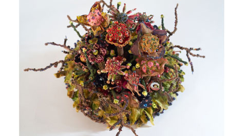 Art piece flower made from beads and wire
