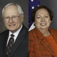 Headshots side by side of Mari Carmen Aponte and Charles Poston