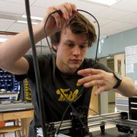 Aidan Connor demonstrates the equation-solving mathbot