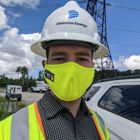 Ryan Chaban wearing hard hat and mask