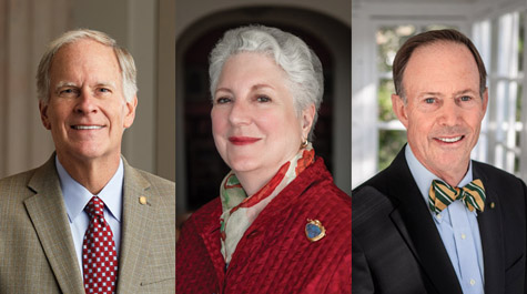 William C. "Bill" Mims '79, Frances C. "Fran" Engoron '70 and Peter M. Nance '66