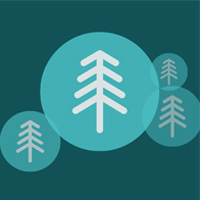 A graphic that shows tree outlines in green circles