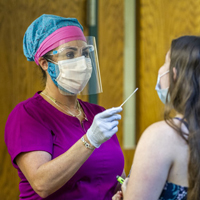 Student being tested for COVID-19