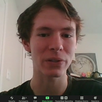 Jack Morris discusses his team’s high placement in the COMAP international math competition in a Zoom session 
