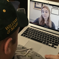 A person looks at a computer screen