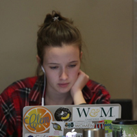 Student working at laptop