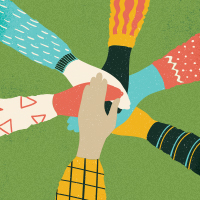 Illustration of hands coming together