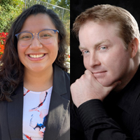A composite photo showing Sara Martinez and Eric Garrison
