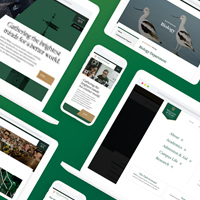 A graphic shows the website on multiple tablets and phones