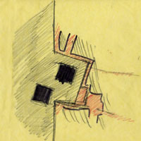 Michael Arad's study for the 9/11 Memorial, 2001 (Courtesy of New-York Historical Society)