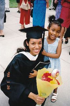 Nicole Lynn Lewis was accompanied by Nerissa at her William & 玛丽 graduation. (Courtesy of Nicole Lynn Lewis)