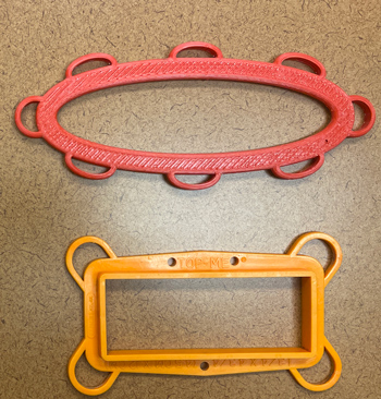 Oval vs rectangular: Studies show the two designs work equally well at keeping terrapin from entering crab traps — but the oval is much easier to install. (Photo by Madeline Reinsel)