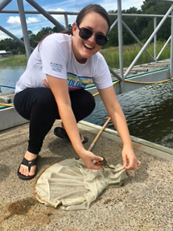 New M.A. student Candice Vinson, the outreach and events coordinator at VIMS, will pursue her capstone project with Kirk Havens. (Photo by Hannah Farmer)