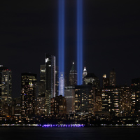 Beams of light at 9/11 Memorial