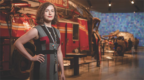 Jennifer Joyce standing in front of fire truck