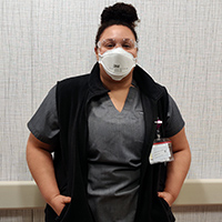 A student in personal protective equipment 