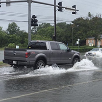 truck in flooded street